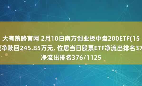 大有策略官网 2月10日南方创业板中盘200ETF(159270)遭净赎回245.85万元, 位居当日股票ETF净流出排名376/1125